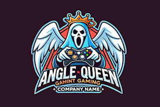 design a unique angel queen ghost gaming mascot logo for your team
