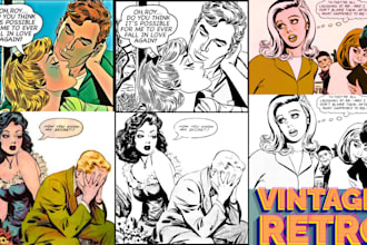 draw retro comic page vintage comic illustration pop art 80s comic book design
