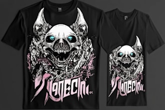 create a vintage, rock or metal band t shirt design