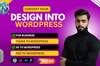 convert figma, xd, or PSD to wordpress fast and professional service