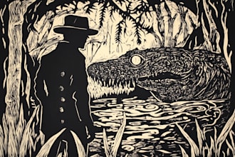 draw colorful linocut and woodcut book illustrations