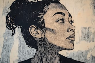 create a portrait print linocut