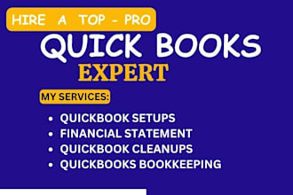 provide quickbook in bookkeeping services, setup, clean up, reconciliation