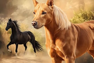 create realistic digital pet portrait dog, cat, horse