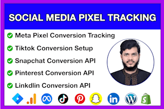 setup meta pixel, tiktok, snapchat, and pinterest, conversion API via GTM