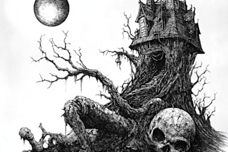 do design a fantasy horror character art and dark art