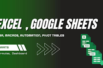 do excel vba, macros, formulas, pivot tables and automation