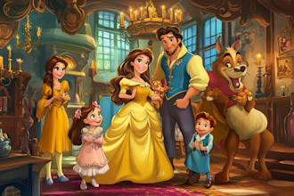 design a professional disney family portrait