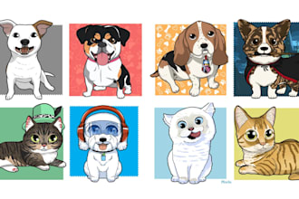draw cute chibi cartoons portrait for your pet dog or cat