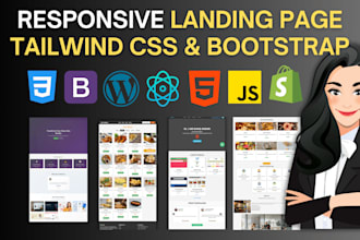 build a responsive landing page with tailwind CSS, bootstrap