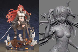 sculpt 3d anime figure diorama 3d model action figure statue toy for 3d printing