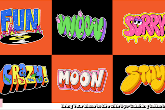 colorful and fun lettering design for brand, event, logo, posters, and merch