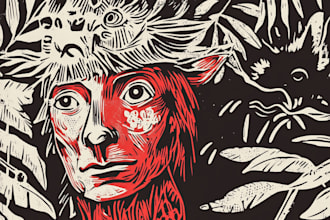 make colorful linocut and woodcut book illustrations