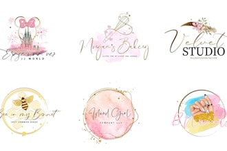 design feminine hand drawn boho watercolour logo design