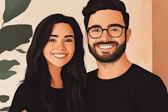 draw custom couple, family portrait illustration