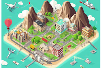 draw a unique vector or isometric map