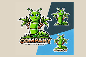 design a unique bamboo worms mascot logo for your brand or team