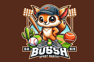 create a unique bush baby sport mascot logo for your team or brand