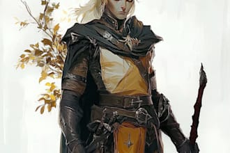 draw dnd, fantasy character and dnd character art for you