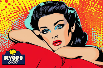 draw a retro pop art roy lichtenstein style