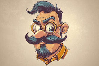 create classic vintage retro cartoon character mascot illustration logo