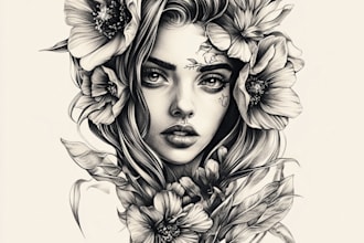 draw trash polka tattoo design