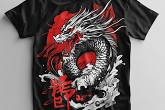 create t shirt design on graffiti art, japanese art