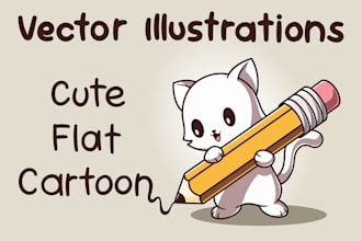 create custom 2d cute vector illustrations