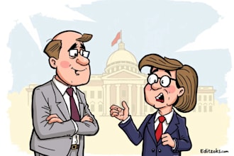 create professional editorial and political cartoon