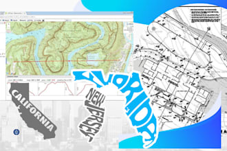 nj tx mn ca ge fl grading plan topography, surveying drawings
