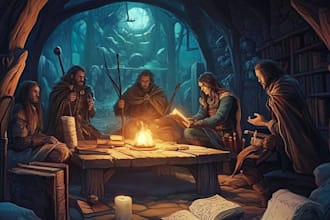 design an your dnd group party illustration