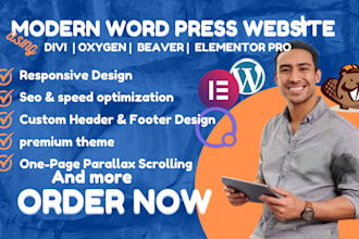 build modern wordpress website with oxygen, elementor pro , divi, beaver builder