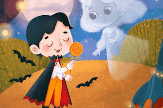 horror children story book illustration