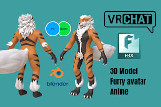 do 3d model vrchat furry avatar vrc character vtuber for you