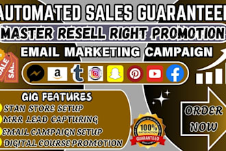 setup email marketing campaign to promote master resell rights digital course