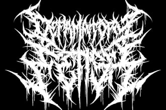design a slamming death metal logo font with chrome