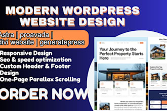 build kadence, generatepress, astra pro, avada, divi website from scratch