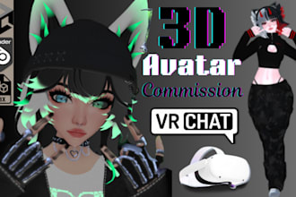 create PC quest compactible 3d vrchat avatar furry nsfw fursona vroid model