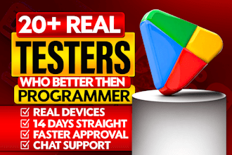 provide real 12 testers or 20 testers for google play console closed test
