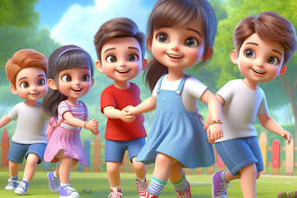 illustrate vibrant childrens storybooks and characters in 2d or 3d style