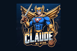 make claude mlbb hero cartoon, character mascot logo for your brand