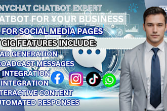 develop interactive chatbot using twilio, diagflow, manychat for social media