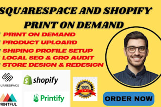 setup shopify printful printify gelato print on demand store squarespace website