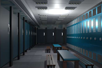 do 3d design and renovation of 3d locker room, 3d fitting room, 3d changing room
