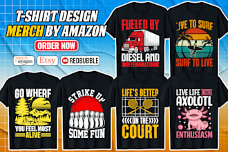 do custom graphic t shirt design merch by amazon