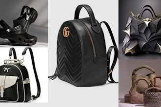 create realistic 3d bag  3d shoes 3d socks 3d leather and 3d bag pack