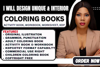 design adult coloring book, activity book, workbook, worksheet, for KDP and etsy