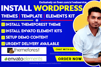 urgently install wordpress, themeforest theme, envato elements kit, template kit