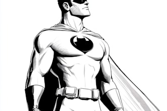 draw black and white comic superhero character line art