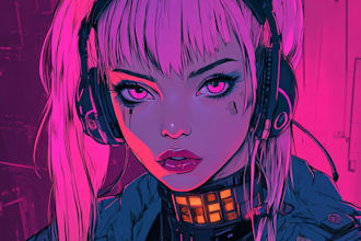 draw cyberpunk pop art anime characters